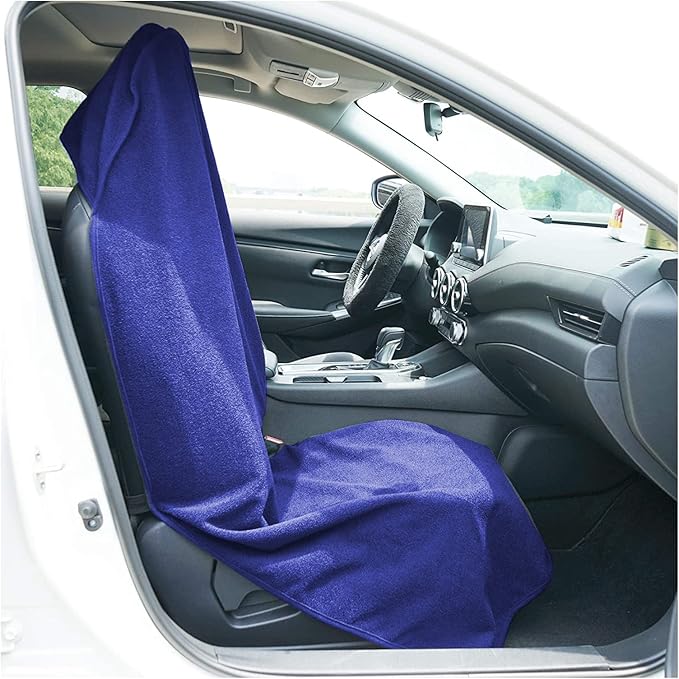 LoyaGour Car Seat Cover Protector Front Seats,for Gym Workout,Running,Swimming,Beach and Hiking,Waterproof Sweat Towel Bucket Seat Covers for Cars SUV Trucks (Blue, 2Pcs)