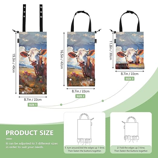 ALAZA Hanging Car Trash Bags Garbage Bag Trash Can for Back Seat Small Cow Cattle 2 Washable Storage Bag Retractable 2 Pack