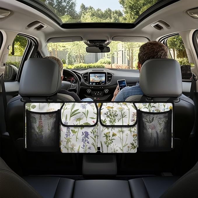 Trunk Organizer for Car Women Car Organizers and Storage Back Seat Car Organizer It Easy to Find Things, Make Your Trunk to Look Organized and Nice, Green Leaf Flowers