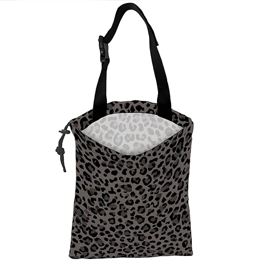 UUCBTAH Car Trash Bag Hanging Black Gray Leopard Print Car Trash Can for Back Seat Waterproof Car Trash Bin with Adjustable Straps and Drawstring for Car Accessories Vehicle Travelling Camping