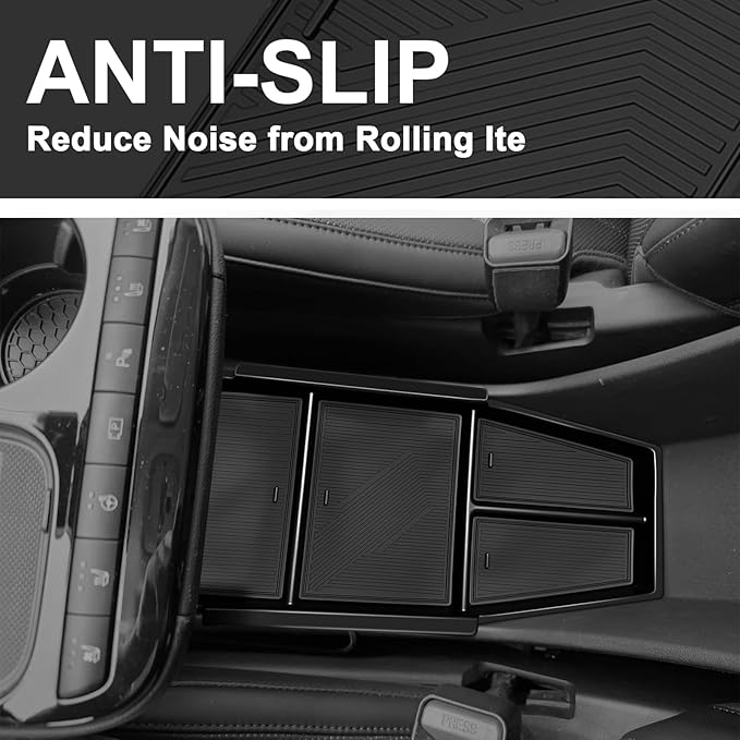 BestEvMod for 2025+ Ioniq 5 Lower Center Console Organizer Tray Storage Box Interior Accessories with Rubber Black Trim Compatible with Hyundai Ioniq 5 2025