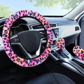 Accmor Fuzzy Car Steering Wheel Cover, Universal Fit Fluffy Auto Wheel Cover & Handbrake Cover & Gear Shift Cover Set, Leopard Print, Car Steering Wheel Cover Protector for Women Girls (Colorful)