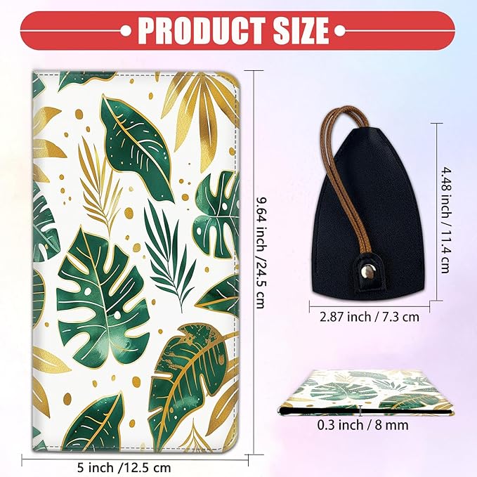 Car Registration Holder, Waterproof PU Leather Vehicle Card Document Glove Box Organizer, Women Interior Auto Accessories Case for Cards, Driver License Car Insurance Holder, Tropical Leaves Botanical