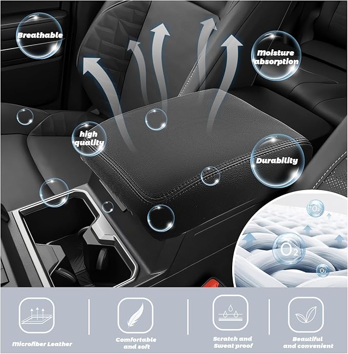 SHAOHAO for 2025 2026 Toyota 4Runner Center Console Cover for 2025 2026 Toyota 4Runner Accessories Armrest Cover Soft Comfy Pad 4Runner 2025 2026 Middle Console Lid Protector