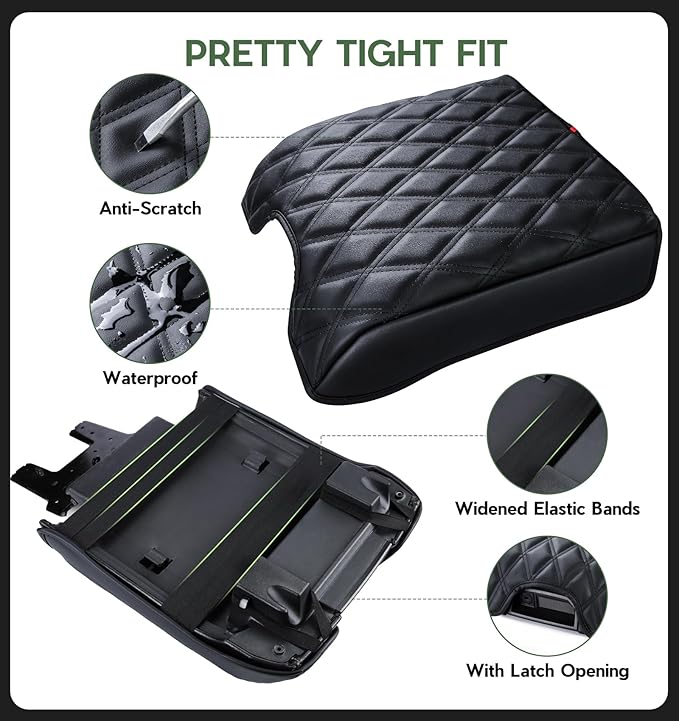 Center Console Cover Compatible with Ford F150 2015-2020, F250 F350 F450 2017-2022, Expedition 2018-2024, PU Leather Armrest Box Cover, Truck Interior Accessories, Anti-Scratch Protector