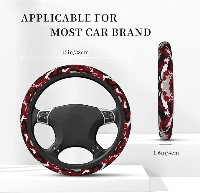 Alabama Camouflage Car Steering Wheel Cover for Men Women,Universal Automotive Steering Wheel Cover for Suvs Sedans Cars