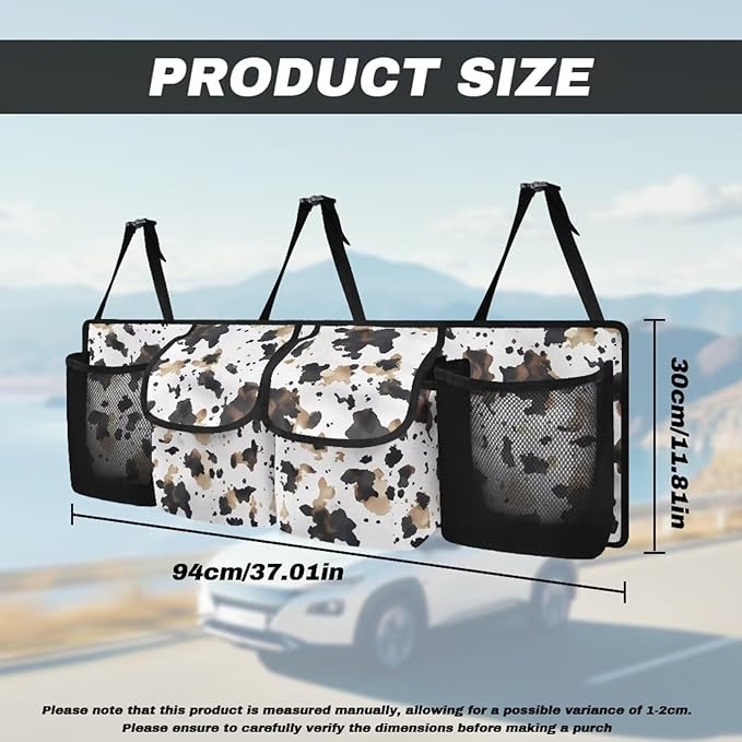 Car Trunk Organizer SUV Accessories, Space-Saving Car Trunk Organizers for Women Fashion Back Seat Car Organization Accessories, It Easy to Find Things, Novelty Cow Print