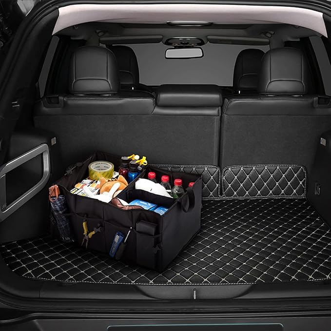 Car Trunk Organizer/Storage, Collapsible Cargo Storage Box, Large Capacity, Trunk Organizer for Cars, Vehicles, SUVs, Trucks