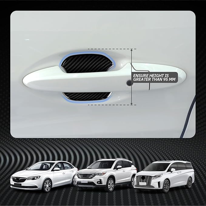 4PCS Car Door Handle Protectors, Anti-Scratch TPU Carbon Fiber Protective Film, 3D Door Cup Sticker, Universal Fit for Most Cars SUVs Trucks, Car Exterior Accessories