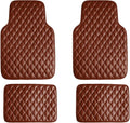 FH Group Floor Mats - Faux Leather Floor Mats for Cars, Universal Fit Automotive Floor Mats, All Purpose Car Floor Mats, PU Leather Protector Mat for Most Sedan, SUV, Truck Floor Mats Brown