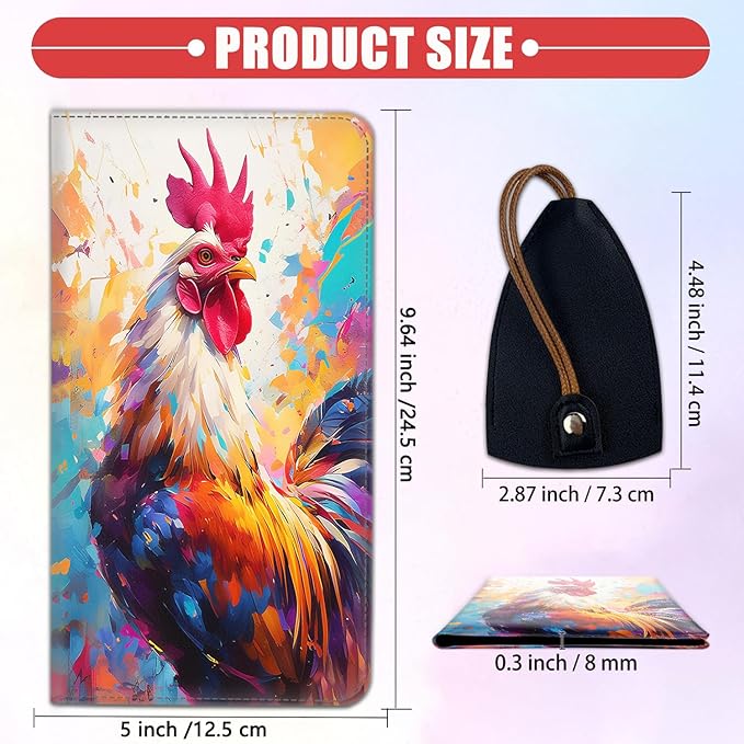 Car Registration Holder, Waterproof PU Leather Vehicle Card Document Glove Box Organizer, Women Interior Auto Accessories Case for Cards, Driver License Car Insurance Holder, Chicken Color Pattern