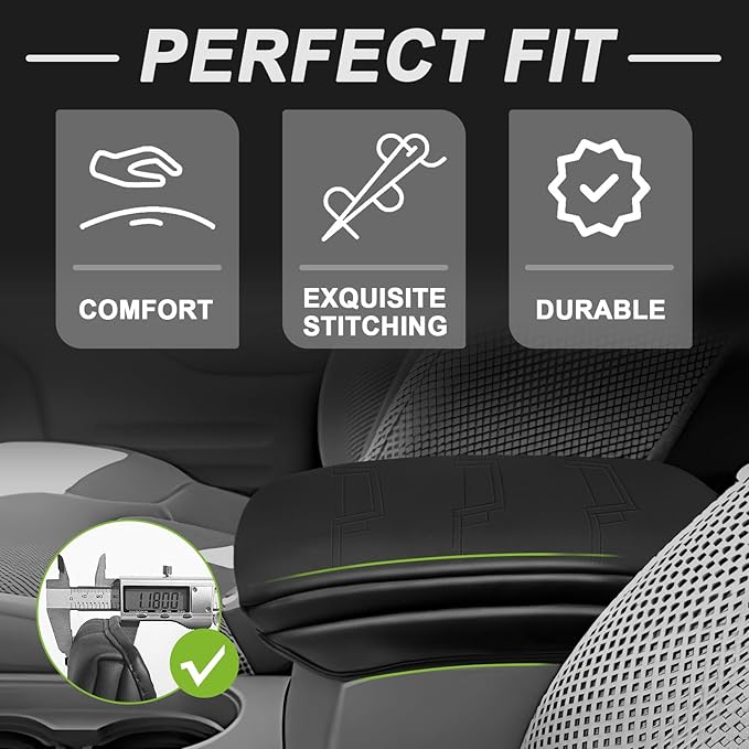 Muslogy Center Console Armrest Cover Compatible with Nissan Frontier 2005-2021 &Nissan Xterra 2005-2015 Accessories Comfort Armrest Pad Cushion Box Lid Cover Vegan Leather Protector 1-Inch Extra Thick