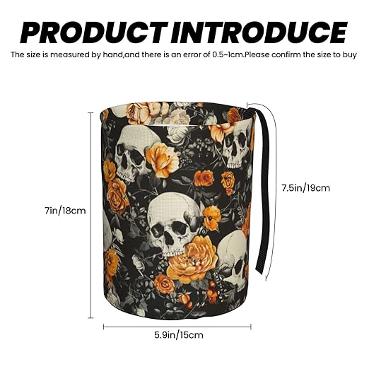 Vintage Skulls Orange Car Trash Can Garbage Cans Foldable,Cute Hanging Car Organizer and Storage Bag Leak Proof, Auto Back Seat Trash Bin Universal for Truck, SUV, Outdoor Travel