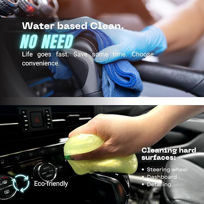 MAGIC SPRUCE Car Cleaning Gel Kit for Car Interior, High End Lemon Scented Cleaning Putty in Classy Jar, Detailing Cleaning Gel Universal Dust Cleaner, for Keyboard Apple Laptop, Car cleaning Supplies