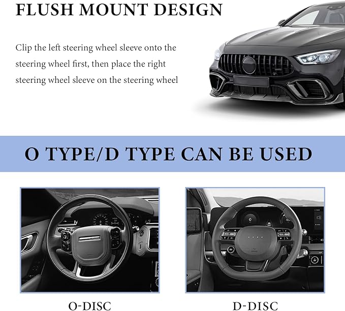 2 PCS Car Steering Wheel Cover, Anti-Skid Carbon Fiber Segmented Steering Wheel Protector, Anti-Slip Wheel Wrap Protective Cover for Most Cars Trucks SUVs, Car Accessories (Black)