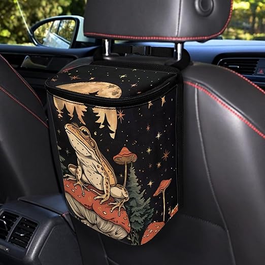 Cute Frog Car Trash Can Lightweight Multipurpose Trash Bin for Car Leak Proof Automotive Garbage Cans Fashion Interior Accessories Universal Fit for Cars Truck Van SUV
