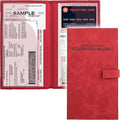 Auto Insurance and Registration Card Holder - Vehicle Glove Box Document Organizer - Car Essential Paperwork Holder for DMV, AAA, Contact Information Cards - Premium PU Leather Wallet Case - Red