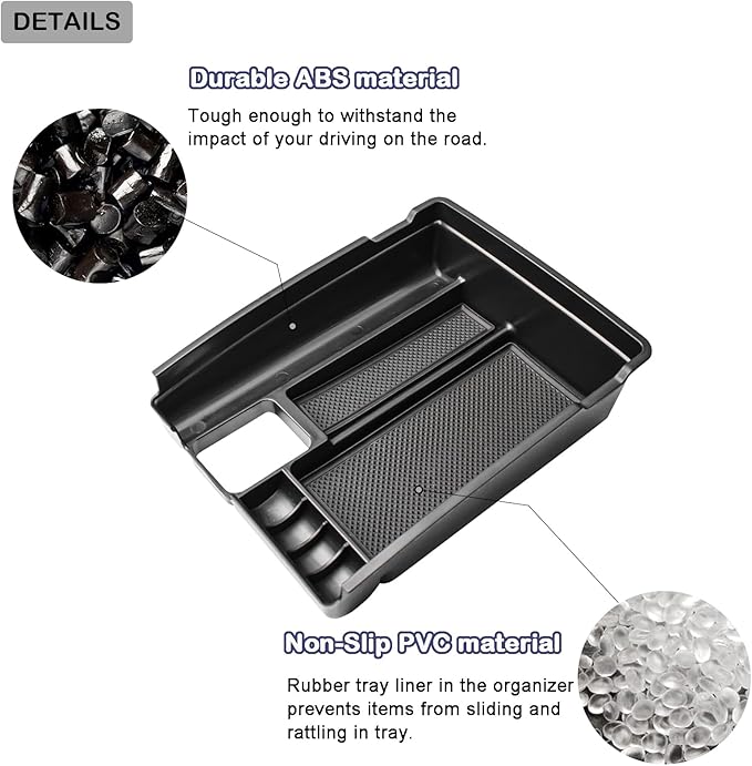 Center Console Organizer Tray Compatible with Nissan Rogue 2014-2020 / Rogue Sport 2017-2022 / Murano 2015-2024 Interior Accessories Insert Armrest Storage Glove Box, Black