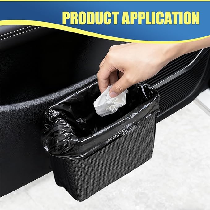 Car Trash Can, Mini Waterproof Hanging Auto Foldable Garbage Organizer Holder, Multi-Pocket Foldable Vehicle Interior Storage Bag Container Accessories for Cars, SUVs, Trucks (Black)
