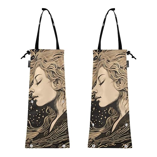 ALAZA Hanging Car Trash Bags Garbage Bag Trash Can for Back Seat Small Portrait Painting Washable Storage Bag Retractable 2 Pack