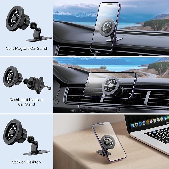 for Magsafe Car Mount [20 Strong Magnets] Magnetic Phone Holder for Car Dashboard [Hands Free] Cell Phone Magsafe 3 Car Mount Fit iPhone 15 14 13 Pro Max Pro Plus Mini