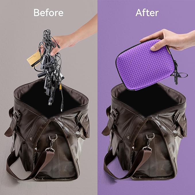 SIMTOP Electronics Organizer Cord Organizer Travel, Small Tech Bag for Cords, Chargers, Power Bank, Earbuds – Portable Cable Pouch for Office, Business Trip, Commute – Water & Scratch-Resistant