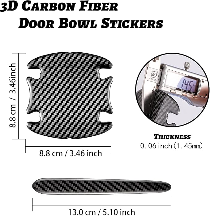 WORCAS TPU Carbon Fiber Like Car Door Handle Cup Protective Sticker Auto Door Paint Guard Car Door Cup Scratch Protection Films Universal Door Handle Cups Protective Pad (m+h)/8pcs