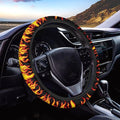 AFPANQZ Flames Pattern Car Steering Wheel Covers Sweat Anti-Slip Soft Grip Universal 14-15 inch Stretch-on Fabric Steering Wheel Protector Fits Sedans SUV Vans Trucks Red