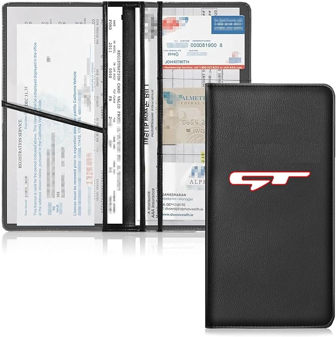 DEWILLO Leather Car Registration and Insurance Cards Holder, Vehicle Glove Box Car Organizer Documents License Compatible with Kia K3 Forte Cerato GT GT-LINE Auto Interior Accessories (For GT)