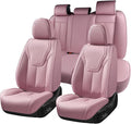 FLORICH Car Seat Cover Full Set, Automotive Vehicle Seat Cushions, Luxury Waterproof Leather Car Seat Protectors, Car Seat Cushions Universal Fit for Most Sedans SUVs Trucks - Pink