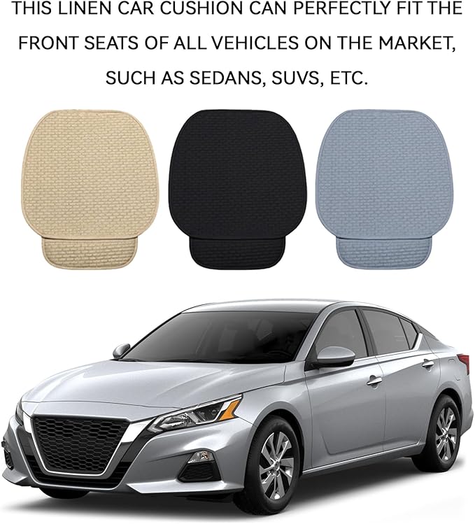 2PCS Car Seat Cushion Covers, Car Seat Cover Pad Front Bottom Protector Mat with Storage Pocket, Breathable Comfortable Auto Front Cushion Pad Mat for Most Vehicle and Office Accessories（Gray）