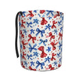 Patriotic Bow Car Trash Can Leak-Proof Waterproof Hanging Trash Bin Collapsible Garbage Can for Car Accessories Travelling Camping