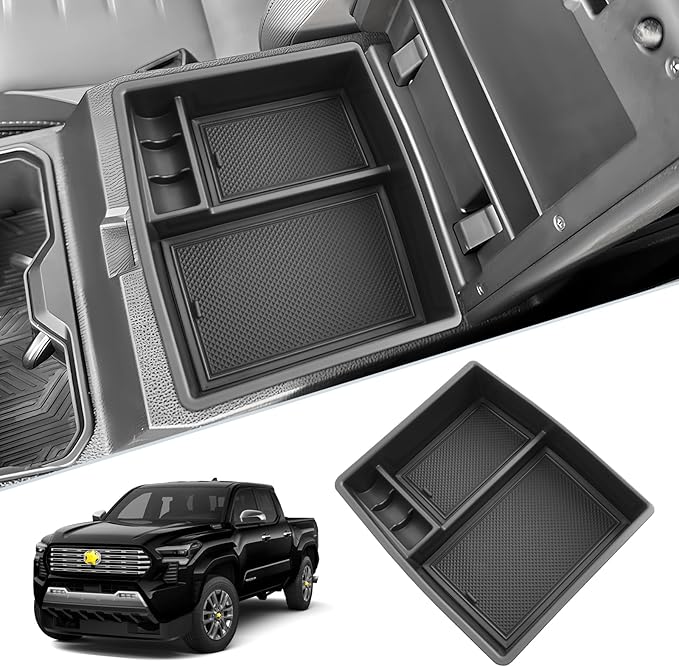 SKTU for 2024 2025 2026 Toyota Tacoma Center Console Organizer 2024 2025 2026 Tacoma (SR/SR5/TRD/Limited/Trailhunter/TRD Pro) Console Tray Toyota Tacoma 2024 2025 2026 Accessories with Coin Holder