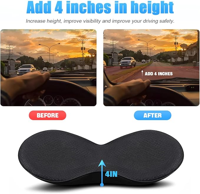 Car Seat Cushion, Memory Foam Auto Wedge Seat Pad, Comfort Low Back and Tailbone Sciatica Pain Relief Driving Pillow, Breathable Non Slip Orthopedic Support Pad, Universal for Men Women (Black)