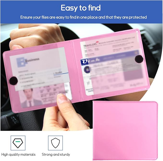 2 PCS Car Registration and Insurance Holder, 10.6''×4.8'' Essential Auto Card Glove Box Organizer with Closure, Vehicle Interior Accessories Perfect for Documents, Cards