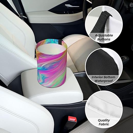 Psychedelic Colors Car Trash Can Garbage Cans Foldable,Cute Hanging Car Organizer and Storage Bag Leak Proof, Auto Back Seat Trash Bin Universal for Truck, SUV, Outdoor Travel