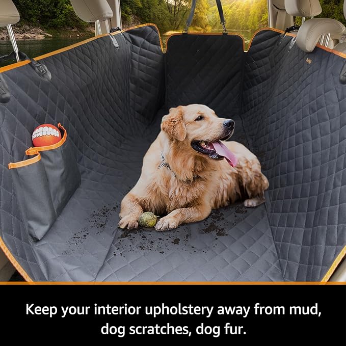 iBuddy Dog Car Seat Covers 100% Waterproof, Dog Seat Cover with Side Flaps from Scratching, Pet Seat Cover for Back Seat of Car/SUV/Truck Machine Washable… (Truck)