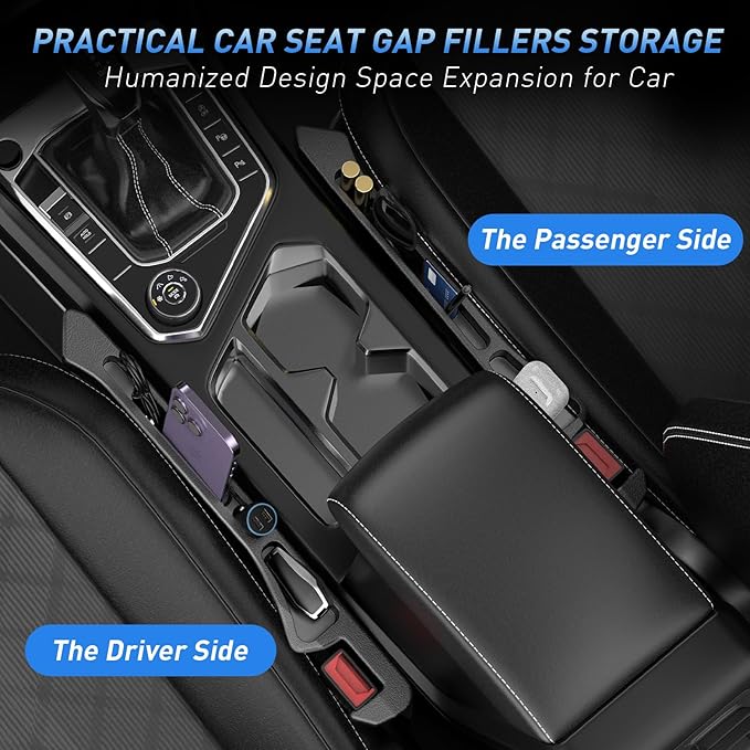 Car Seat Gap Filler 2Pack, Inserts Between Seats Console with Organizer Storage Upgraded Phone Holder Car Side Seat Gap Fillers Cars Front Seats Fill Plug Car Essentials for Vehicle SUV Truck (Black) | Organizer Storage, Cars Front Seats, Fill Plug, Ca...