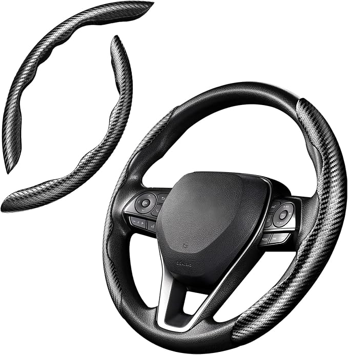 Cartist Carbon Fiber Steering Wheel Cover - Anti-Slip, Steering Wheel Cover for Men/Women - Durable, Universal Car Accessory (Black)
