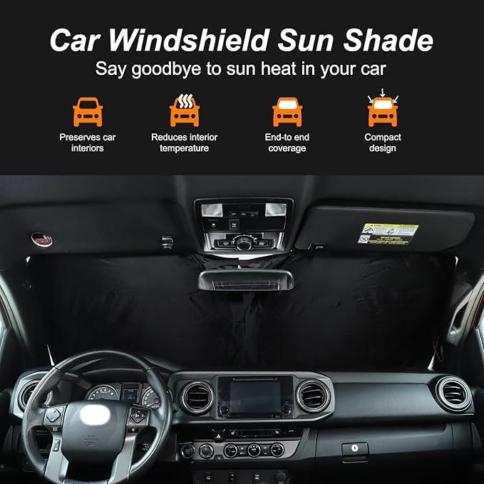 LLKUANG Car Windshield Sun Shade Compatible with Toyota Tacoma 2006-2024 Auto Windshield Sunshades Foldable Blocks UV Rays Sun Visor to Keep Your Vehicle Cool and Damage Free (Style D)