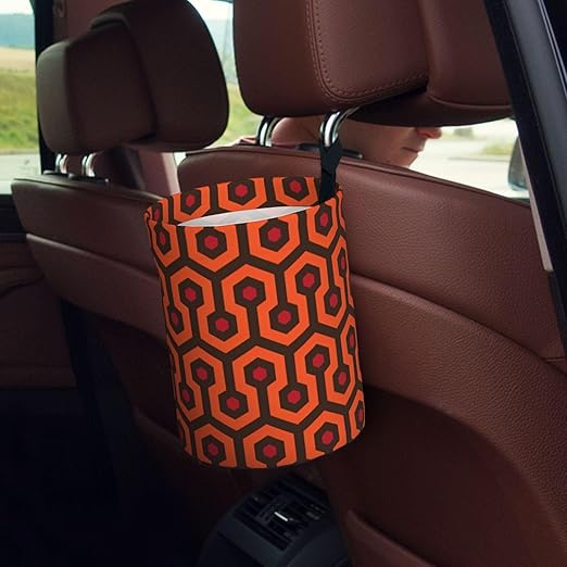 Overlook Hotel Carpet Car Trash Can Leak Proof Hanging Waterproof Garbage Can Multipurpose Trash Bin for Car SUV Front Seat Headrest Collapsible and Portable Storage Pocket