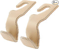 AMVOYOA Headrest Hooks for Purses and Bags, Car Back Seat Headrest Hanger Vehicle Beige Leather Storage Hook, Pack of 2