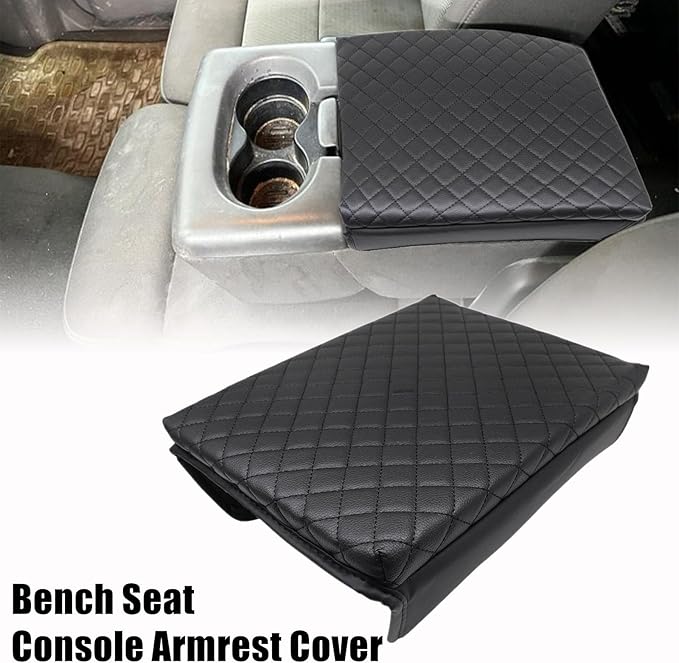 GXARTS Leather Center Console Armrest Cover Cushion Pad Black Compatible with Ford F150 2004 2005 2006 2007 2008