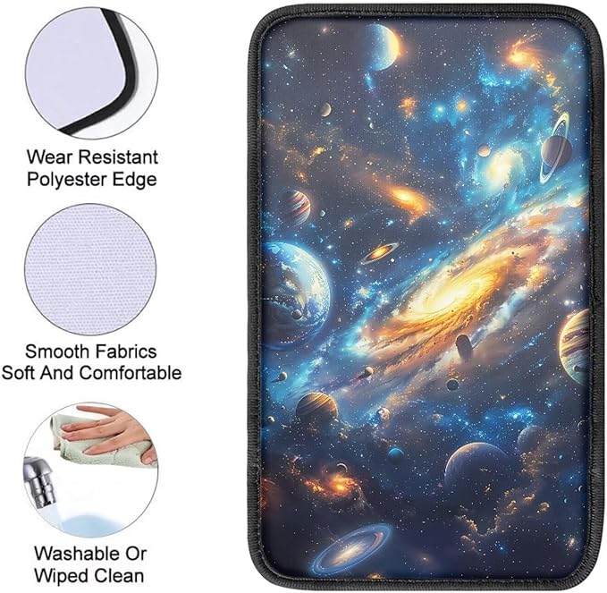 Galaxy Car Center Console Armrest Pad Dustproof Car Center Console Cover Soft Comfy Seat Box Pad Cushion Galaxy Car Accessoriess for Auto Sedan, Van, SUV, Truck