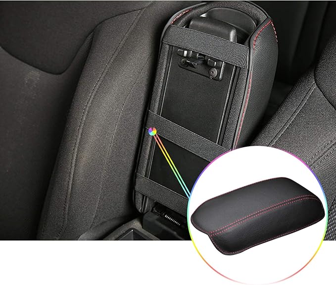 Auto Central Console Armrest Pad Fit for 2015-2022 Renegade Seat Box Cover Jeep Automotive Car Center Console Soft Cushion (Red Line)
