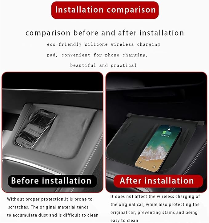 Model Y Center Consoles Wireless Charging Pad, Non-Slip Silicone Mat for Tesla Model 3/ Y Juniper 2025 2024 Phone Charger Protective Pad Car Interior Accessories(White,for Model 3/Y 2025)