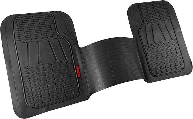 BDK Motor Trend WingRunner Heavy Duty Rubber Rear Floor Mat Liner, Trim-to-Fit Back Row Non-Slip All Weather Interior Protection Universal Fit Trucks Cars Sedans SUVs, Fits 2nd or 3rd Row - Black