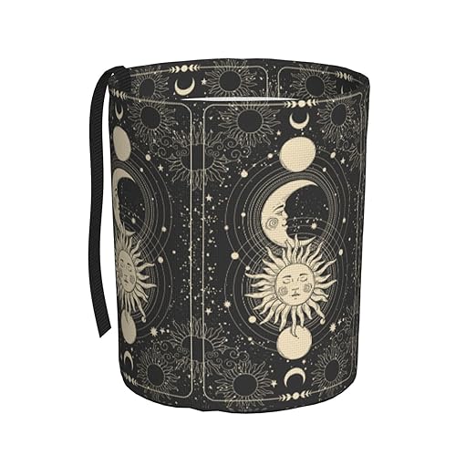 BEIANSHUO Vintage Sun Moon Stars Car Trash Can Collapsible Garbage Can,Hanging Trash Bag Water Proof with Suitable for Storage for Car Interiors,Home