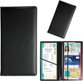 Kewucn Car Registration and Insurance Card Holder, Leather Auto License Document Glove Box Compartment Organizer, Essentials Vehicle Wallet Case for Driver License, ID Card (Black Carbon Fiber)