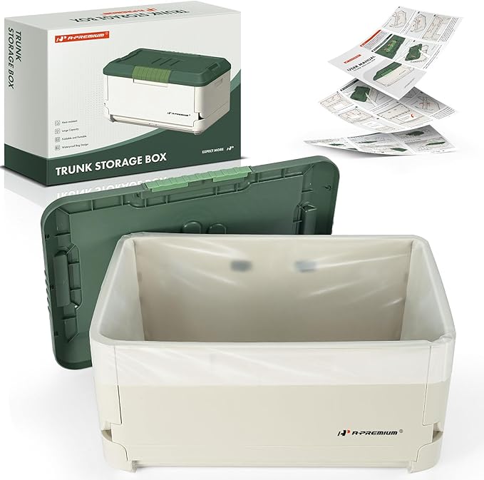 A-Premium Multifunctional Foldable Trunk Organizer and Storage Box Portable Car Storage Box with Waterproof Bag Heavy-Duty Container 45L 47-Quart for Camping, Picnic, Home, Garage box, etc